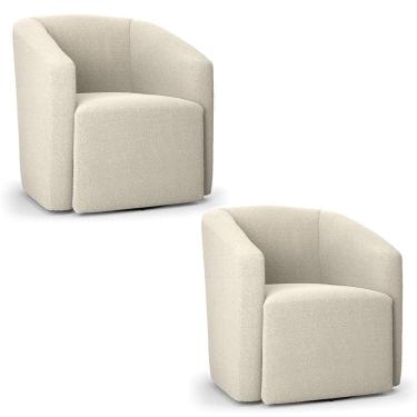 Imagem de Kit 2 Poltronas Stella Max Bouclê Base Giratória - D'rossi Cor Bege