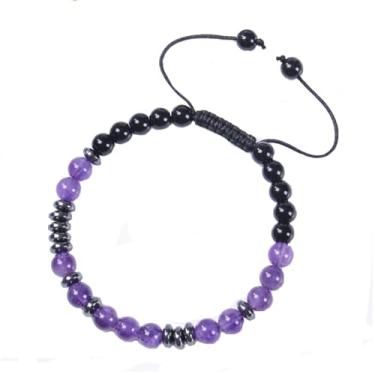 Imagem de AZFEIYA Pulseiras femininas com código Morse Bonus Mother Hematita Natural Lava Stone Bead Pulseira Ajustável Ametista Trançada Joias Inspiradoras para Mulheres, Irmãs, Senhoras, Large, Cristal, Sem