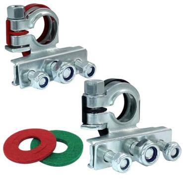 Imagem de Hitefu 2 pacotes de conectores de terminal de bateria de 3 vias, cabo de bateria de cobre termina com almofada anticorrosão, conectores de grampo de desconexão rápida para acessórios automotivos e