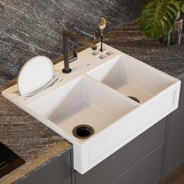 Imagem de Cuba Dupla Cozinha Farm Sink Quadratta Com Calha Gourmet 77 cm Estilo Fazenda Avental