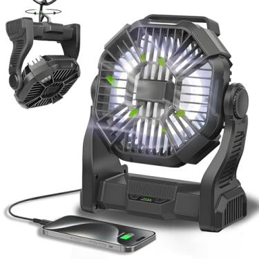 Imagem de Ventilador portátil recarregável, ventilador alimentado por bateria sem fio de 20400 mAh com lanterna LED, USB C, operado por bateria para viagem, quarto, casa, acampamento, barraca, escritório, praia