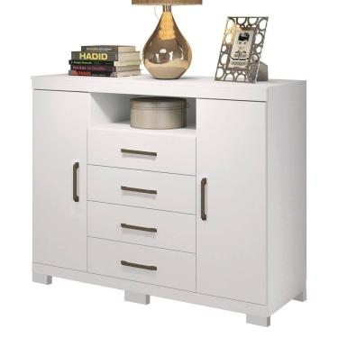 Imagem de Cômoda Havana Master 2 Portas E 4 Gavetas Branco Com Pés - Santos Andirá Branco