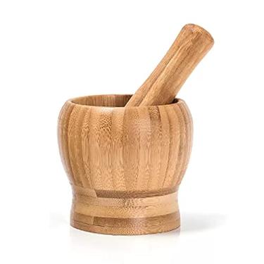 Imagem de Tigela Moedora Conjunto de almofariz e pilão de madeira Prensa de alho Triturador de gengibre Conjunto de moagem de especiarias Picador de alho Espremedor de ervas Moedor de especiarias Picador Utensí