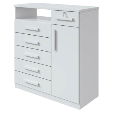 Imagem de Cômoda Da Vinci 6 Gavetas E 1 Porta Lopas Branco