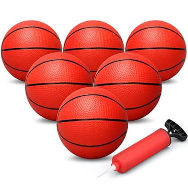 Imagem de Dilabnba 6'' Mini Replacement Basketballs for Indoor Basketball Hoop, Kids Adults Red Soft Rubber Ball for Coutyard Pool Beach Over Door Basketball Hoop, 6PCS Toddler Child Small Balls with Air Pump
