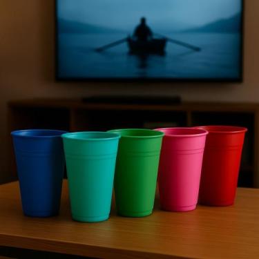 Imagem de Kit Copos Plastico Colorido 10/15/20/25 unidades - DIVANDO, Rosa, 300m