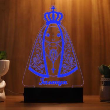 Imagem de Luminária Abajur Nossa Senhora iluminada LED Azul - Unidos RPP