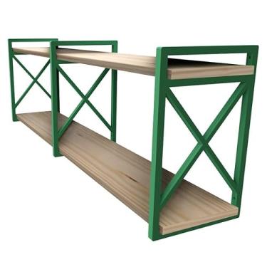 Imagem de Prateleira estilo industrial 20cm x 115cm - Kit Completo c/Madeiras - Suporte(VERDE)