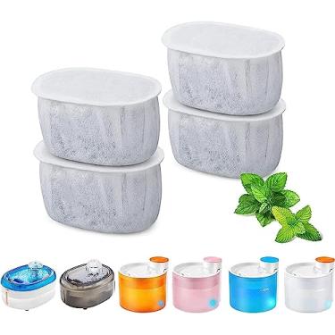 Imagem de WOPET 4 pacotes de filtros de carbono de substituição compatíveis com WOPET W500 W300 W300B fonte de água para gatos, fonte automática para gatos, cães e vários animais de estimação
