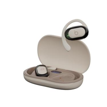 Imagem de Basike Fone de Ouvido Bluetooth 5.4 Open Ear Sem Fio - OWS/TWS Áudio Hi-Fi Estéreo, 120h em Standby, Display LED, Toque Inteligente, Conforto para Uso Diário, Trabalho e Lazer – Bege Claro