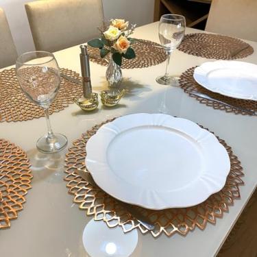 Imagem de Jogo Americano Redondo 10 Lugares Sousplat Mesa Posta (Modelo 2 - Rosê)