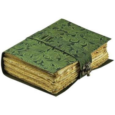 Imagem de Diário vintage lindo flor de jardim em relevo couro em relevo envelhecido feito à mão borda de convés de papel vintage diário encadernado livro de sombras, diário de desenho e caderno de anotações