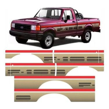Imagem de Kit Adesivos Faixas Laterais Compatível Ford F1000 1000Dr