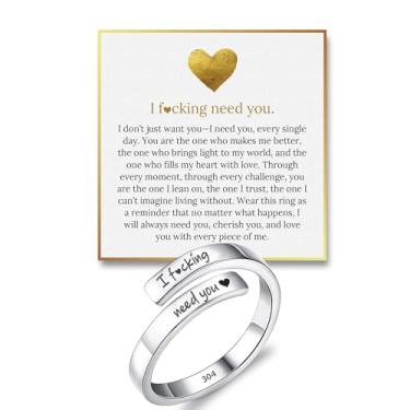Imagem de Anel I Fcking Need You da Hope Rings – Anéis de aço inoxidável 304 para ela – Casais ajustáveis com caixa de presente e cartão de mensagem – Joias sem manchas – Presente romântico para namorada ou