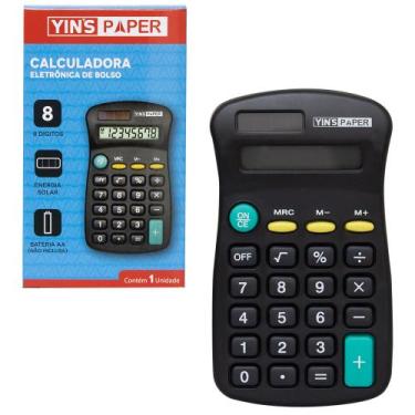 Imagem de Calculadora eletronica 8 digitos de bolso yins paper a pilha / solar 1