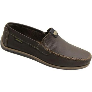 Imagem de Sapatilha Mocassim Pegada Texturizada Confortável Masculina, Marrom, 4