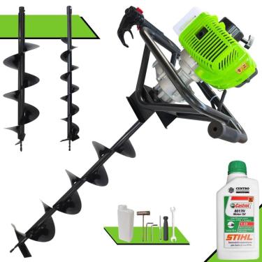 Imagem de Perfurador de Solo Completo À Gasolina Menegotti MPS-52 52cc 1,8HP 9.000rpm Para Construção Civil C/ Brocas 80x10cm, 80x15cm e 80x20cm + ÓLEO STIHL 2T