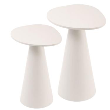 Imagem de Conjunto de duas Mesas Laterais Orgânica Laqueado Branco
