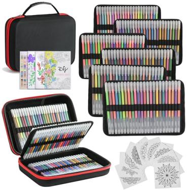 Imagem de HUJUGAKO 144 canetas de gel coloridas, canetas Morandi pastel neon metálico com glitter com estojo de transporte com 150% mais tinta para adultos, livros de colorir, desenhar, rabiscar, artesanato