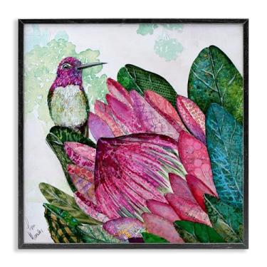 Imagem de Stupell Industries Design de arte giclée emoldurado preto beija-flor e Protea por Lisa Morales, 61 x 61 cm