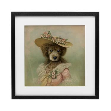 Imagem de Stupell Industries Desenho vintage feminino de cachorro com chapéu preto emoldurado sob vidro por Brett Blumenthal, 40,6 x 40,6 cm