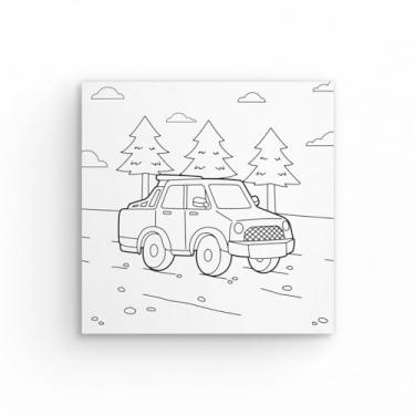 Imagem de Tela Para Pintura Infantil Colorir Pintar Canvas 20x20cm (Carro)
