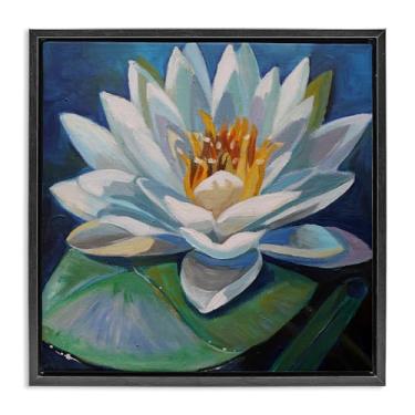 Imagem de Stupell Industries Arte de parede em tela flutuante com moldura preta de flor de lótus pacífica por Violeta Vollmer, 45,7 x 45,7 cm