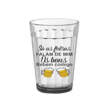 Imagem de Kit Jogo de 10 Copo Vidro Americano de 190ml de Vidro Frases Diversificadas(Só Os Falsos Falam De Mim)