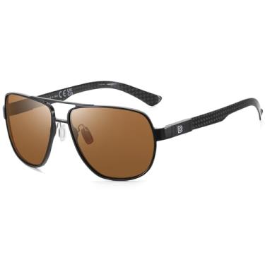 Imagem de DUCO Óculos de sol aviador para homens, lentes polarizadas masculinas, proteção UV, fibra de carbono, templo, óculos de sol masculinos para dirigir 3051, Armação preta, lente marrom, common