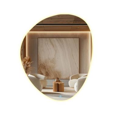 Imagem de Espelho Orgânico Decorativo Sofisticado Sem Moldura Touch Led 70cm Qua