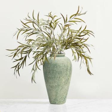 Imagem de Vaso de flores de cerâmica para decoração de casa - Vasos de mesa de fazenda grandes de 23,4 cm, vasos decorativos rústicos para cozinha, sala de estar, café, sala de jantar, prateleira, decoração de