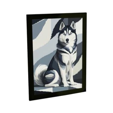 Imagem de Quadro Decorativo Lobo Cachorro Husky Ilustração Vetor Decoração Poster Quarto Sala