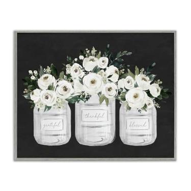 Imagem de Stupell Industries Arte giclée emoldurada cinza floral Farmhouse Jars Trio, design por Lettered and Lined, 16 x 20