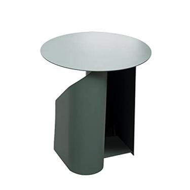 Imagem de Mesa de centro de design simples, mesa de centro redonda de ferro forjado, mesa de armazenamento, mesa lateral industrial de chá, usada no quarto, sala de estar, sala de jantar, mesa de coquetel, mesa