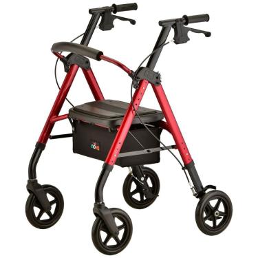 Imagem de Andador Adulto Idoso com Apoio de Braço, Assento Acolchoado e Cesto, Suporta até 158 kg, NOVA MEDICAL PRODUCTS 4262RD, Vermelho