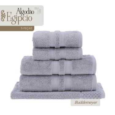 Imagem de Jogo 5 Peças Toalha Banho Buddemeyer Algodão Egípcio Cinza