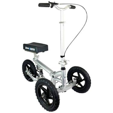 Imagem de Andador 4 Rodas com Amortecedor e Apoio para Joelho Ideal para Lesões Suporta 158 kg, KNEEROVER PRO, Prateado