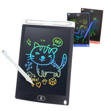Imagem de Lousa Mágica 8.5 Polegadas Tablet Digital Infantil, Tela LCD para Desenho e Escrita, 3 Cores, Portátil, Apagável com Botão, Brinquedo Educativo (Branco)