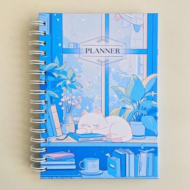 Imagem de Planner Semanal Agenda Permanente 2026 Wire-O Notas Gatinho A5 (Não Datado - Azul)