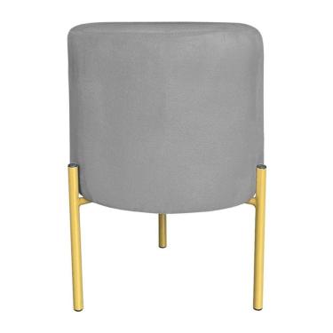 Imagem de Puff Decorativo Soren Suede Grafite Pés De Ferro Dourado - Pallazio