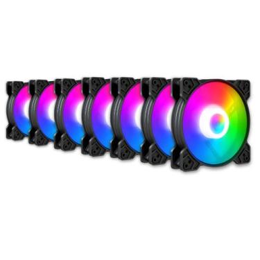 Imagem de Kit 7 Cooler Fan Snaker Shadow ARGB 120mm Silencioso Preto