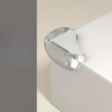 Imagem de Protetor de canto transparente em forma de gota 5 peças para móveis, armários, vidro e mesas de centro com gel adesivo alto