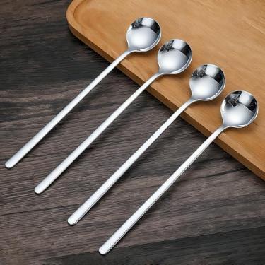 Imagem de 4 colheres de café expresso prateadas de 16,7 cm de aço inoxidável 304 para cafeteria e chá gelado