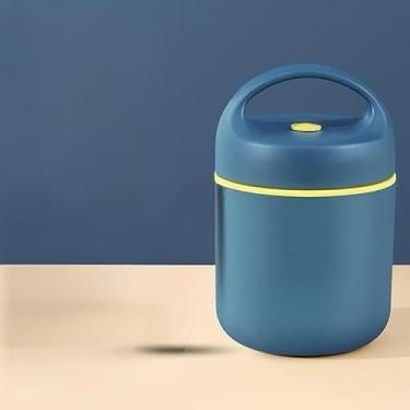 Imagem de Marmita Térmica em Aço Inox 304-420ml/550ml, Vedação Antivazamento, Própria para Microondas(1andar Azul Com Bolsa)