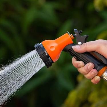 Imagem de Pistola de pulverização de mangueira de jardim preta com bocal ajustável, ferramenta de irrigação de alta pressão para lavagem de carro e limpeza externa