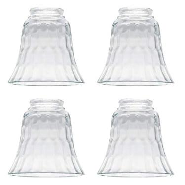 Imagem de Capas de luz de ventilador de teto, cúpula de vidro de sino estilo martelado transparente, substituição de iluminação de cúpula de vidro padrão 5,3 cm, tamanho de ajuste perfeito, globos de ganha de teto, acessórios de vidro de substituição, pacote com 4