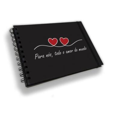 Imagem de Caderno Scrapbook - Livro De Assinatura Folhas Pretas - Love - NISTI P
