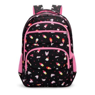 Imagem de Mochila Infantil Escolar Feminina Reforçada Bolsa Juvenil com Alças Co