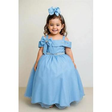 Imagem de Vestido Infantil Longo Azul Bebê para Formatura com Tule e Glitter par