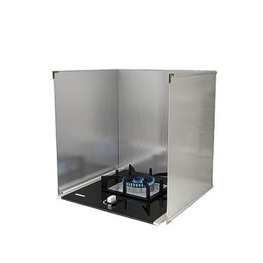 Imagem de HYUIO Protetor contra respingos de óleo, protetor de graxa antiaderente, protetor de respingos de fogão dobrável, tela de respingos de graxa de aço inoxidável, múltiplo, para protetor de parede